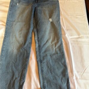 Edgely High-Rise Straight Distressed Jeans Size 14 | Trendy Stretch Denim